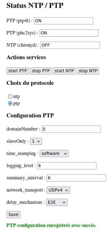 Module Webmin — configuration PTP