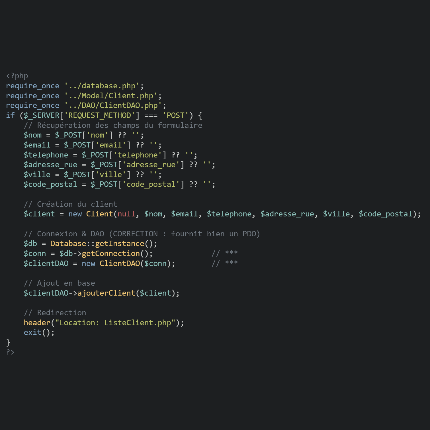 Méthode ajout clients