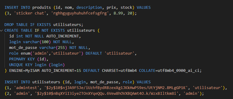 Script SQL — suite