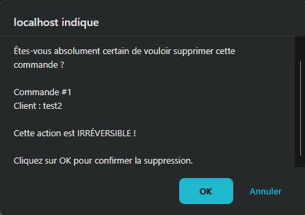 Supprimer une commande