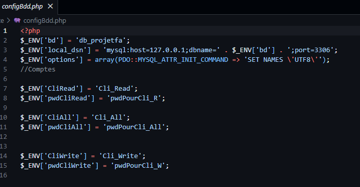 Configuration base de données