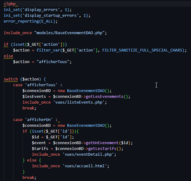 Contrôleur événement