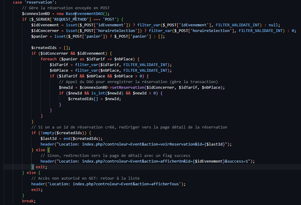Contrôleur événement (suite)