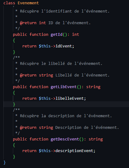 Modèle événement (suite)