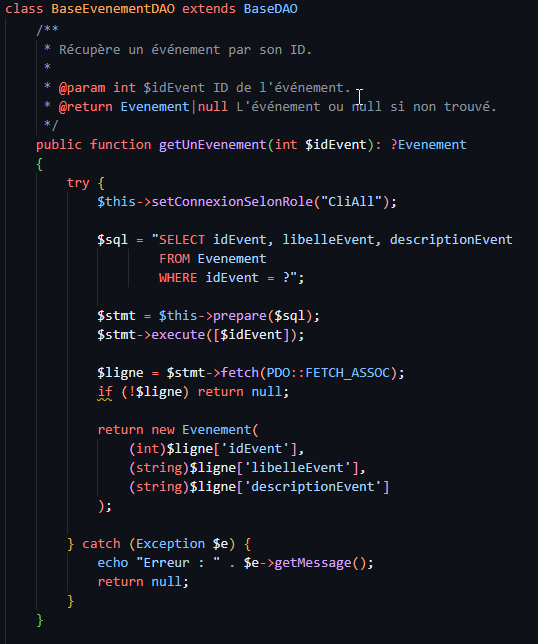 Base événement DAO suite 2