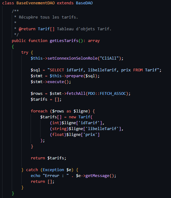 Base événement DAO suite 4
