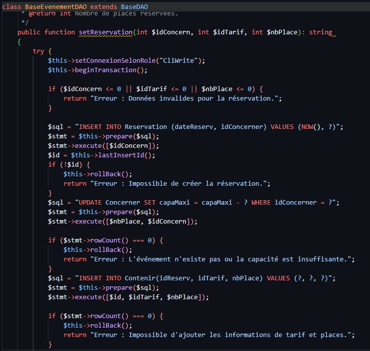 Base événement DAO suite 7