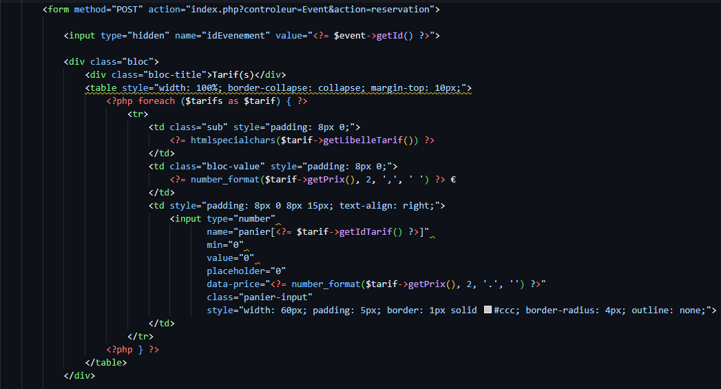 Vue détail événement suite 3