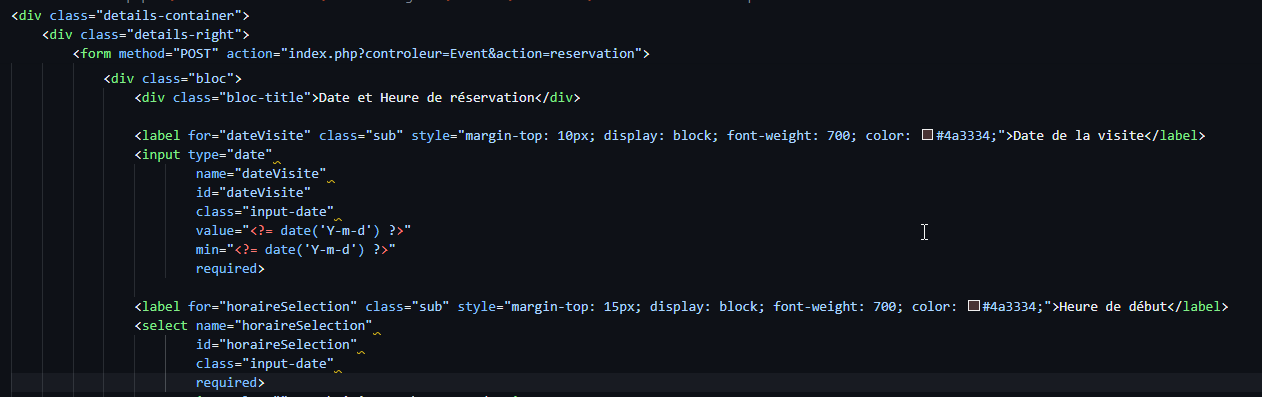 Vue détail événement suite 4