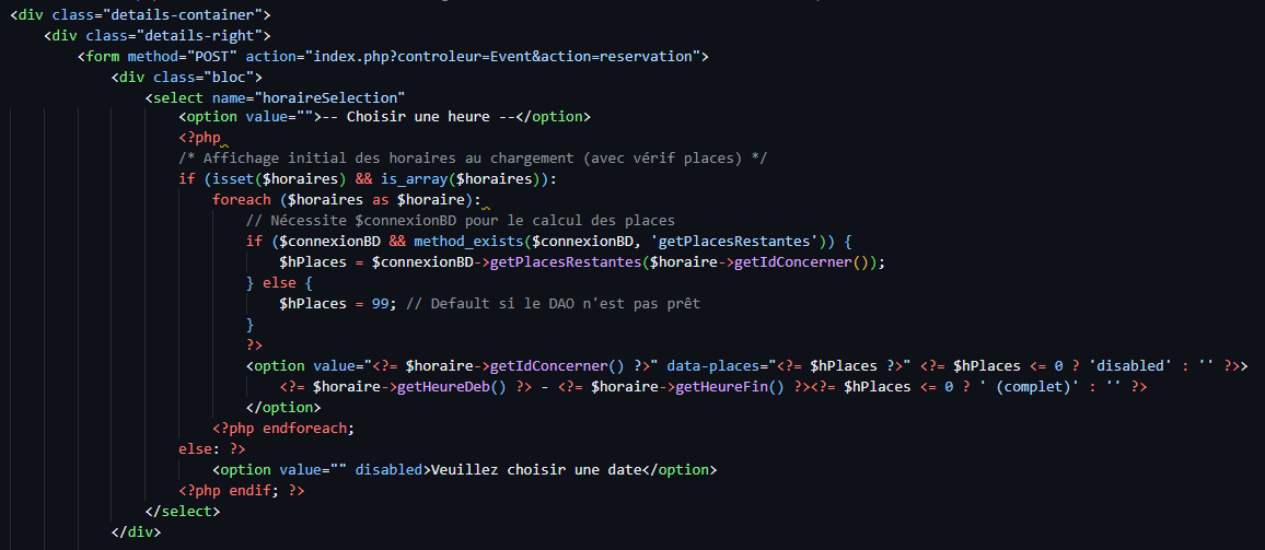 Vue détail événement suite 5