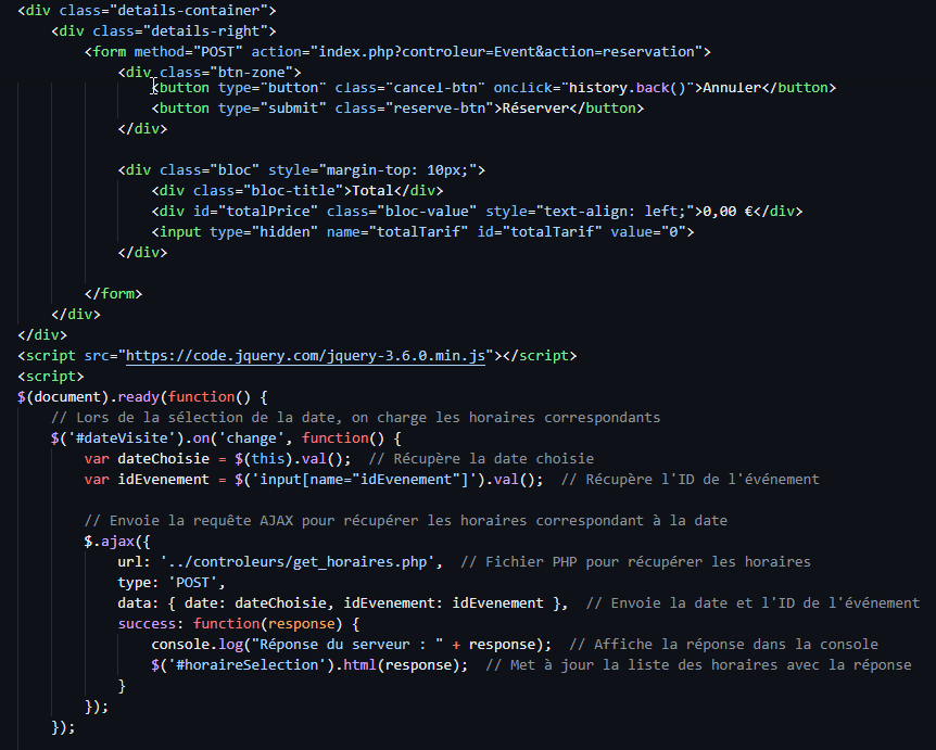 Vue détail événement suite 6